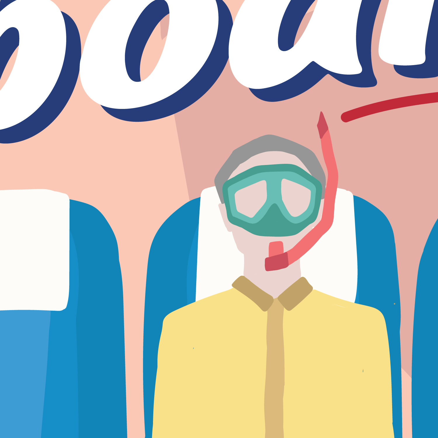 illustration av man med snorkel