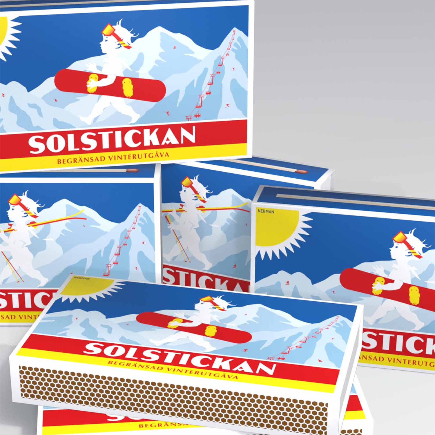 3d-rendering av tändsticksaskar
